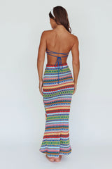 Tulum Tied Back Crop Top Blue Multi