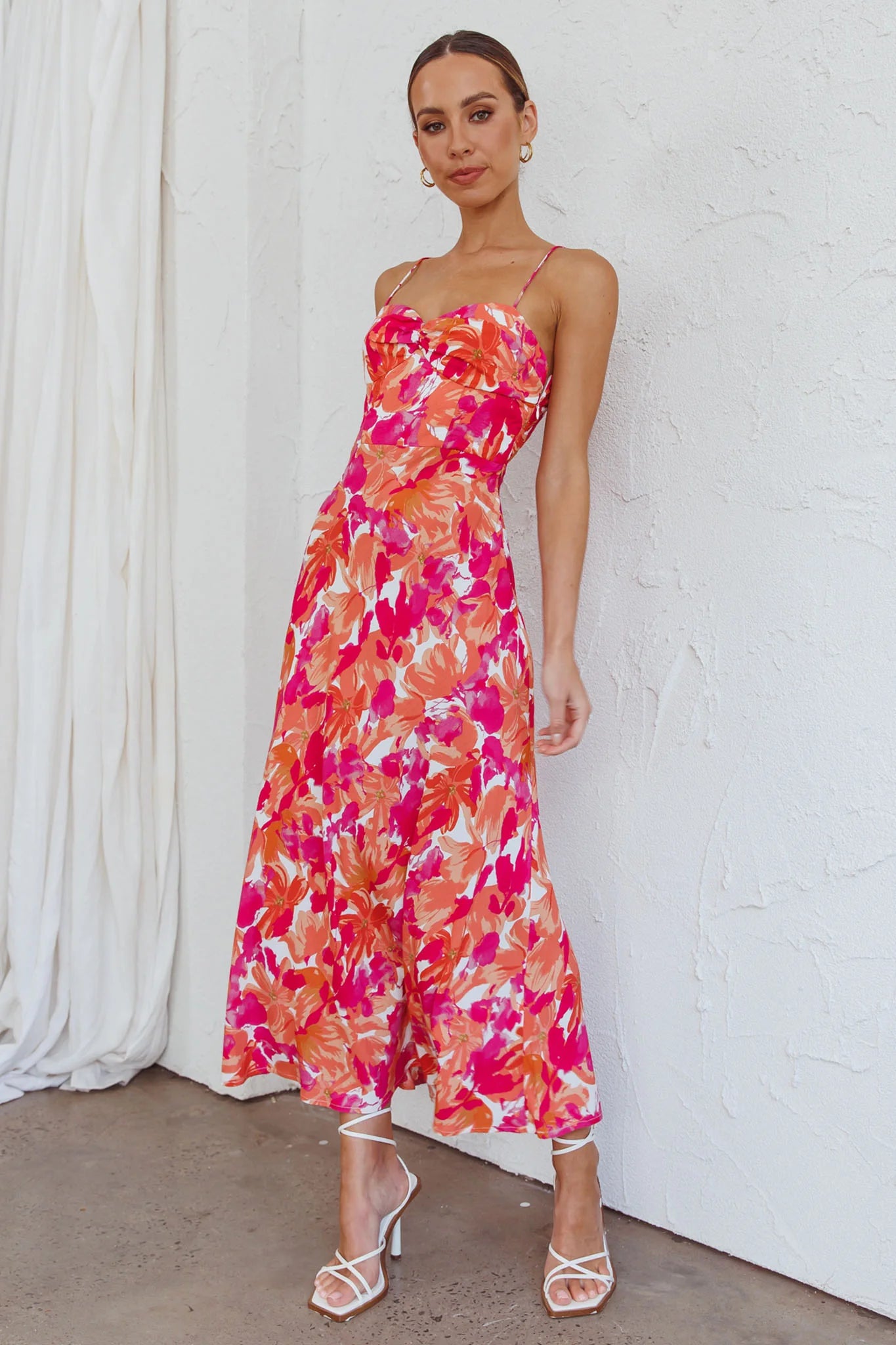 Golden Sands Cami Strap Maxi Dress Floral Red