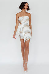 Eyes For You Waist Tie Mini Dress Sequin White