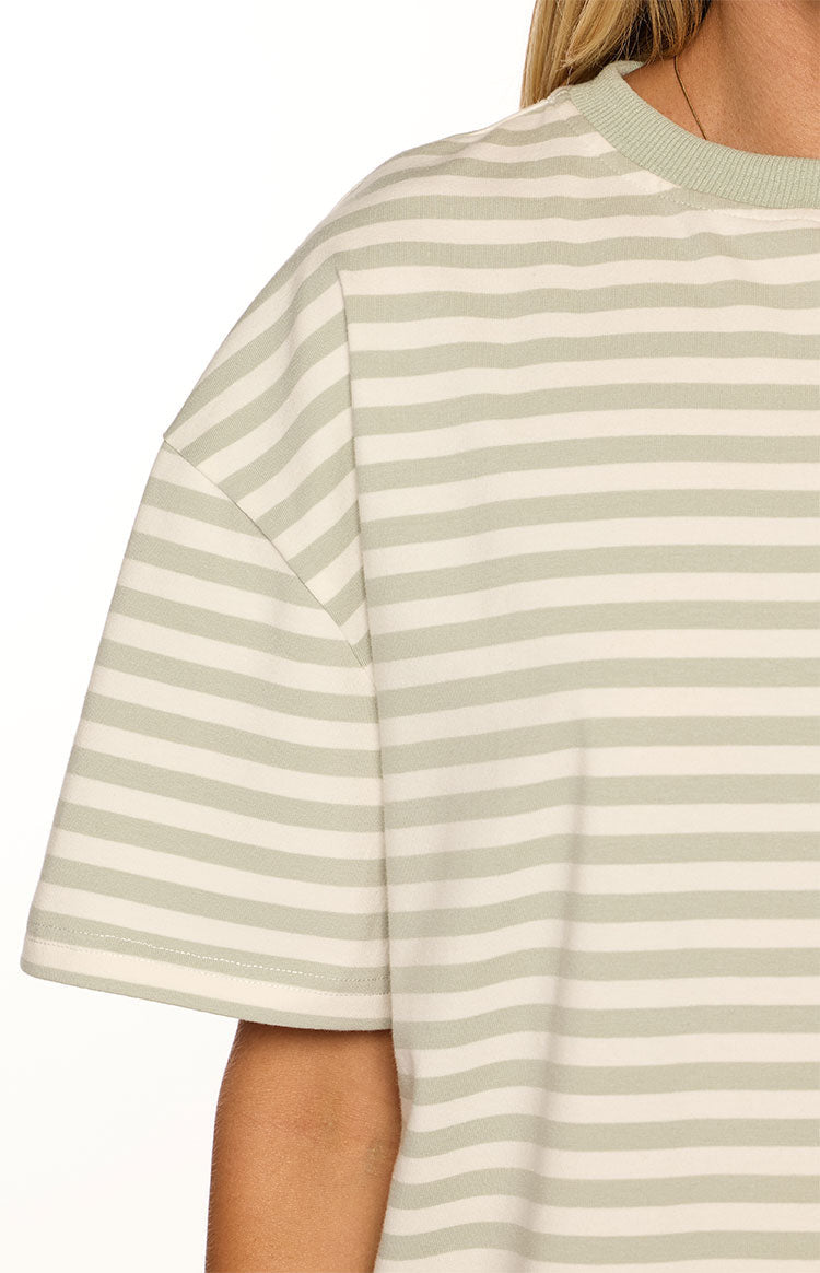 Alba Sage Stripe Oversized Tee