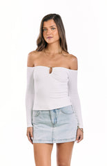 Anabel White Long Sleeve Top