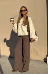 Avandi Brown Stripe Drawstring Waistband Pants