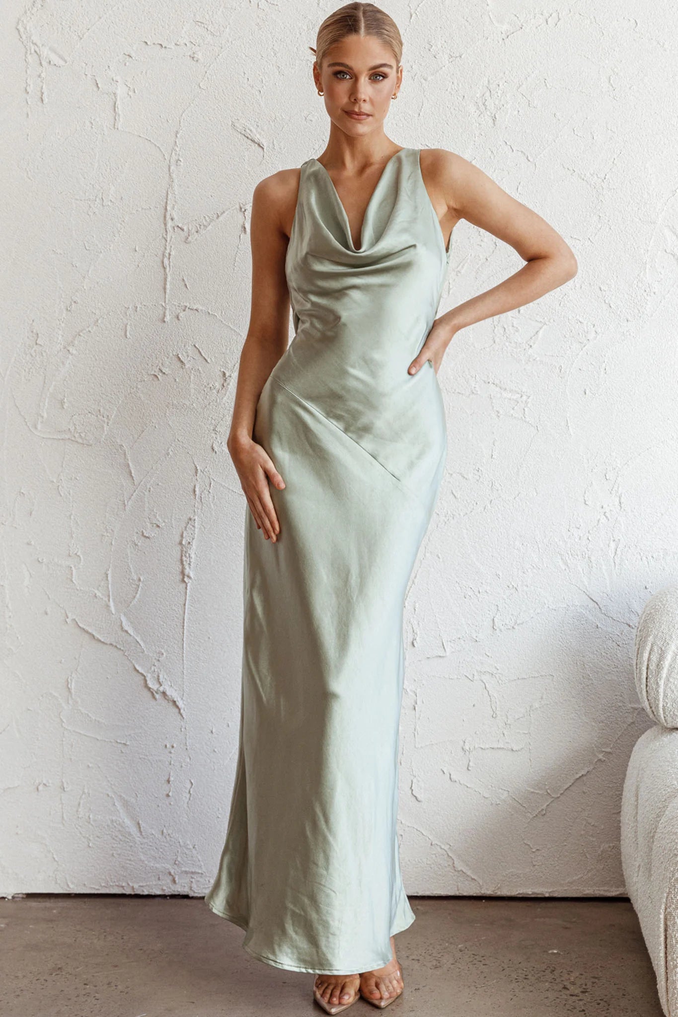Cassiopeia Open Back Maxi Dress Pistachio