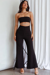 Nohemi Strapless Diamante Jumpsuit Black