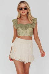 You Got It Tied Ruffle Skort Natural