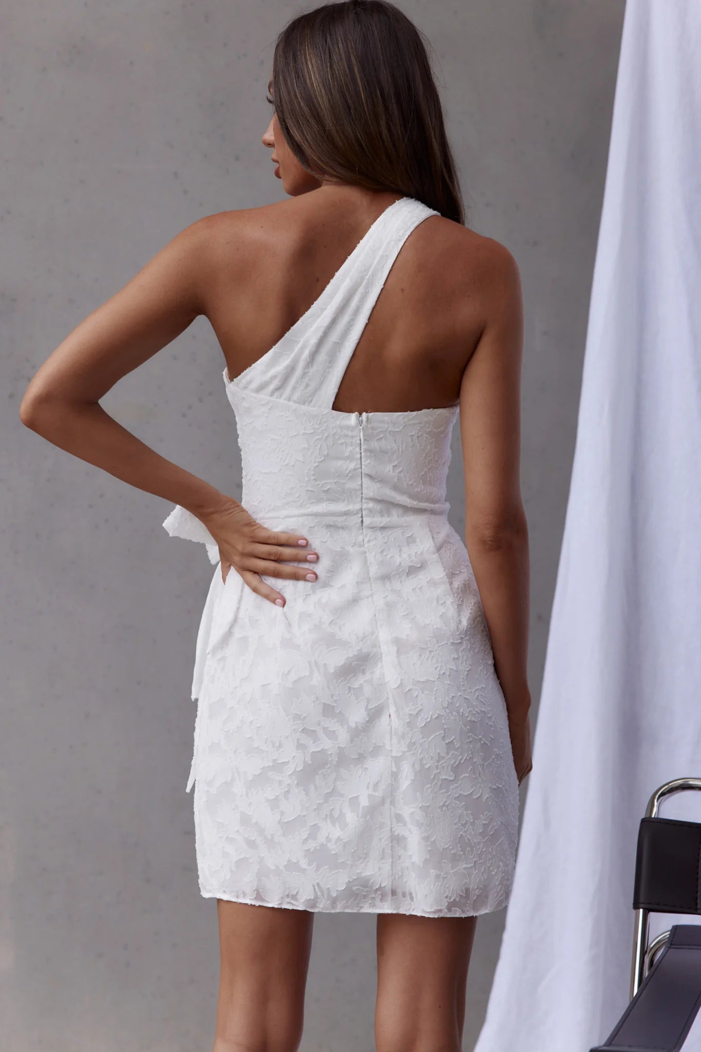 One And Only One-Shoulder Wrap Dress White