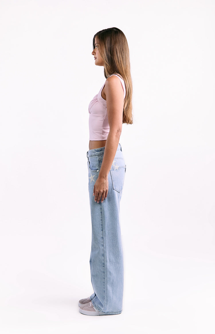Charli Light Wash Low Waist Baggy Leg Jeans