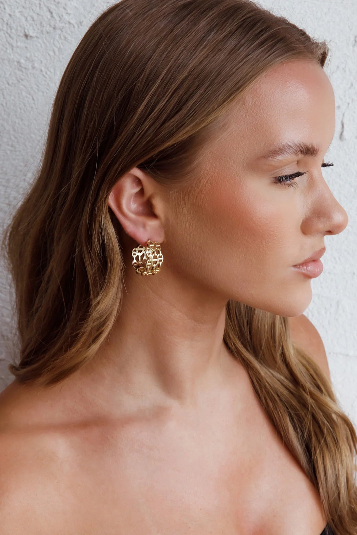 Georgiana Open Chain Hoop Earrings Gold
