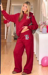 Dania Burgundy Leopard Star Track Pants