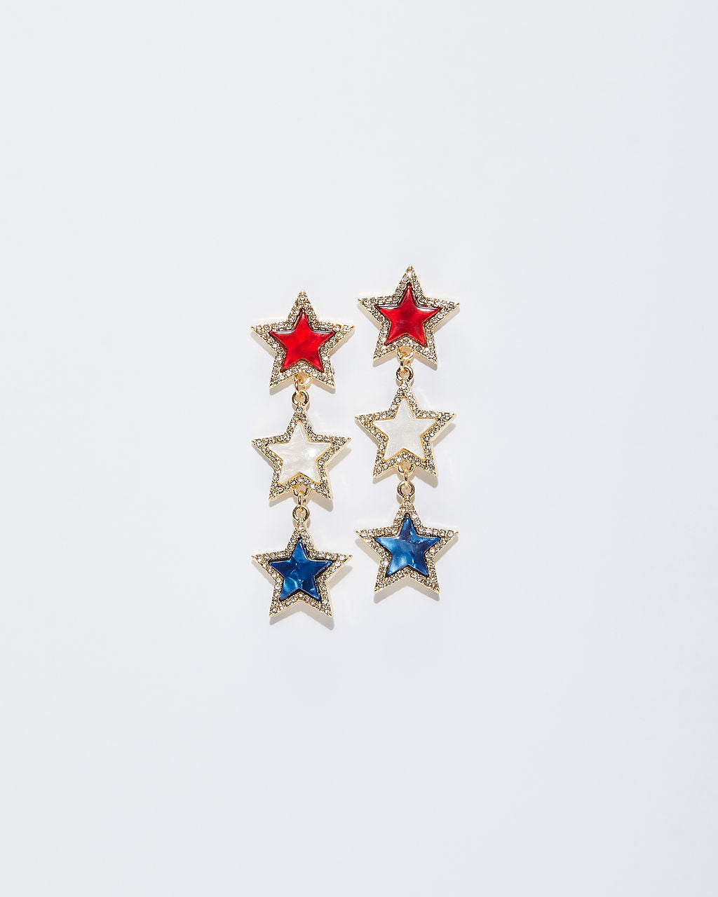 Patriotic Triple Star Drop Earrings