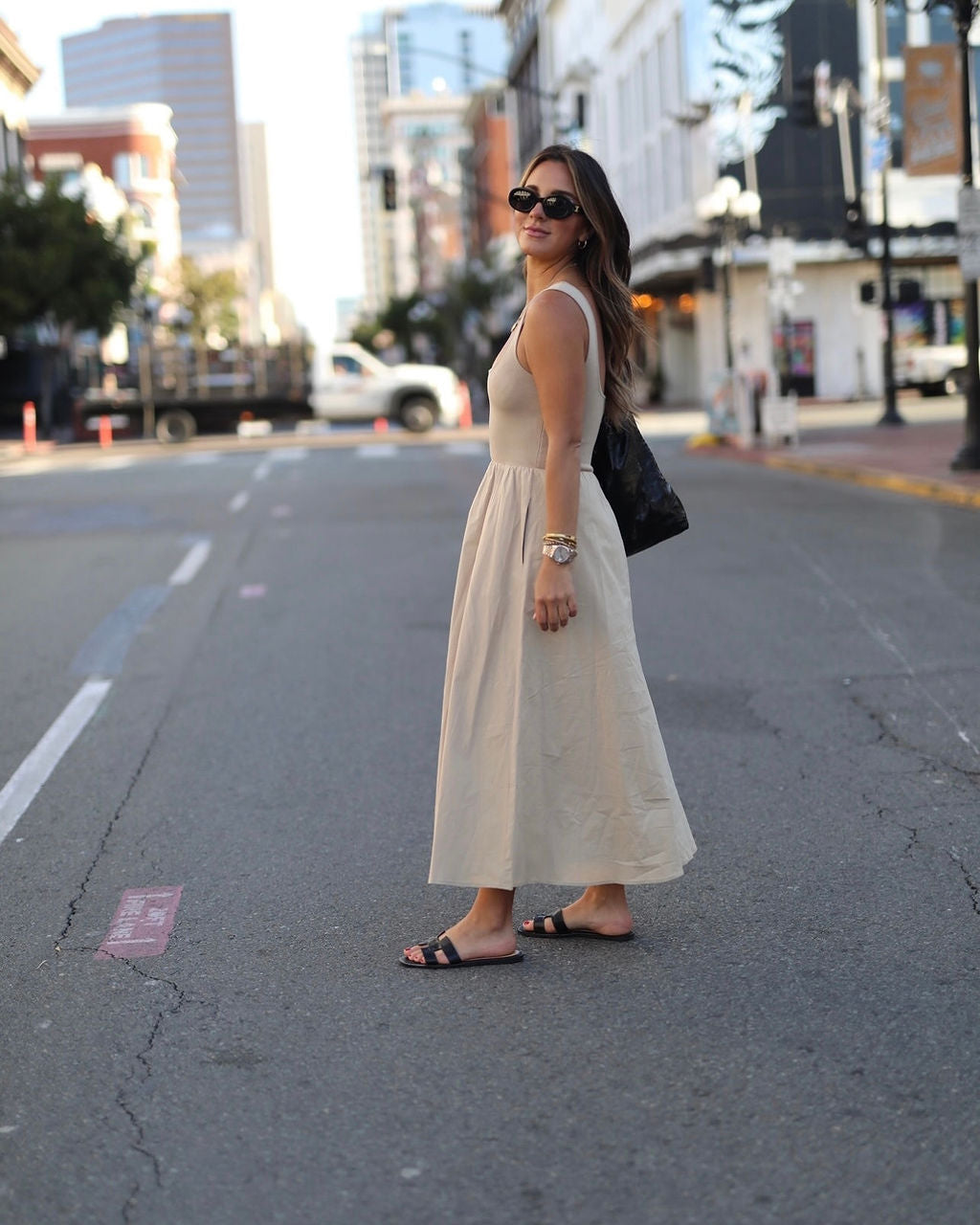 Maxime Knit Cotton Pocketed Midi Dress