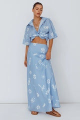 Light Aura Maxi Skirt Print Blue White