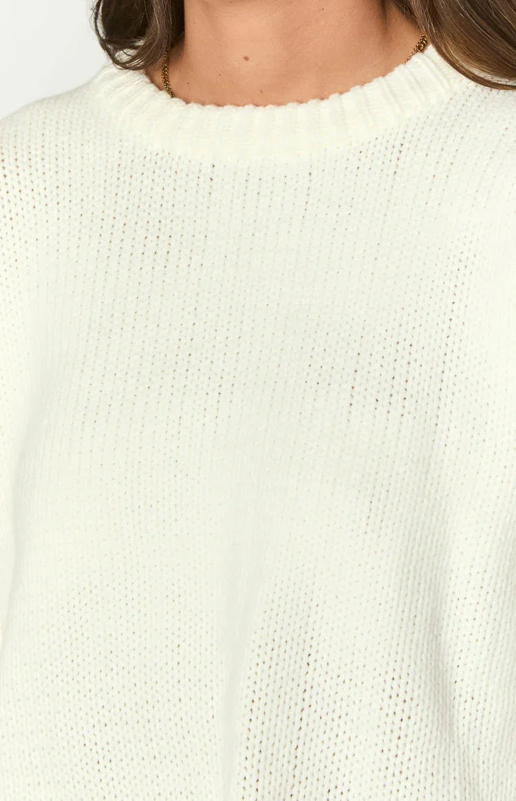 Edwina Cream Raw Edge Knit Sweater