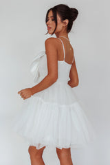 True Wish Bow Tulle Mini Dress White