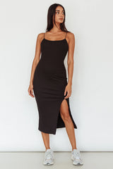 In My Element Split Midi Dress Black