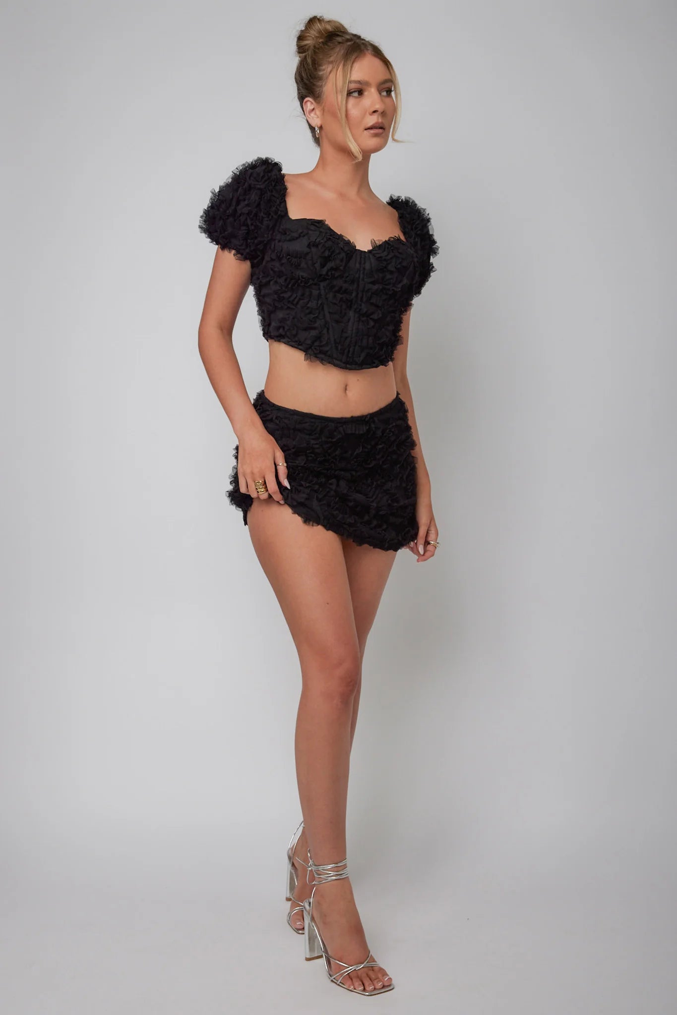 Cielito Embellished Mini Skirt Black