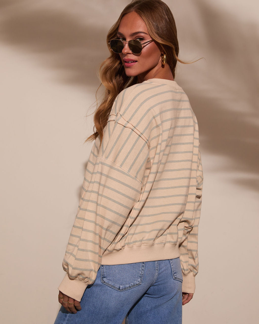 Classic Feel Striped Oversized Sweatshirt