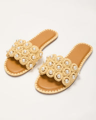 Golden Coastline Crochet Pearl Sandals