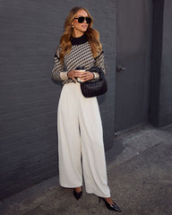 Alma Cross Jacquard Mock Neck Sweater