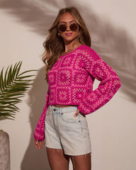 Elisa Knit Crochet Long Sleeve Top