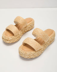 Spring Escape Raffia Platform Sandals
