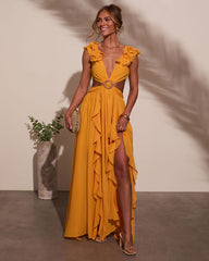 Carlita Ruffle Cutout Maxi Dress