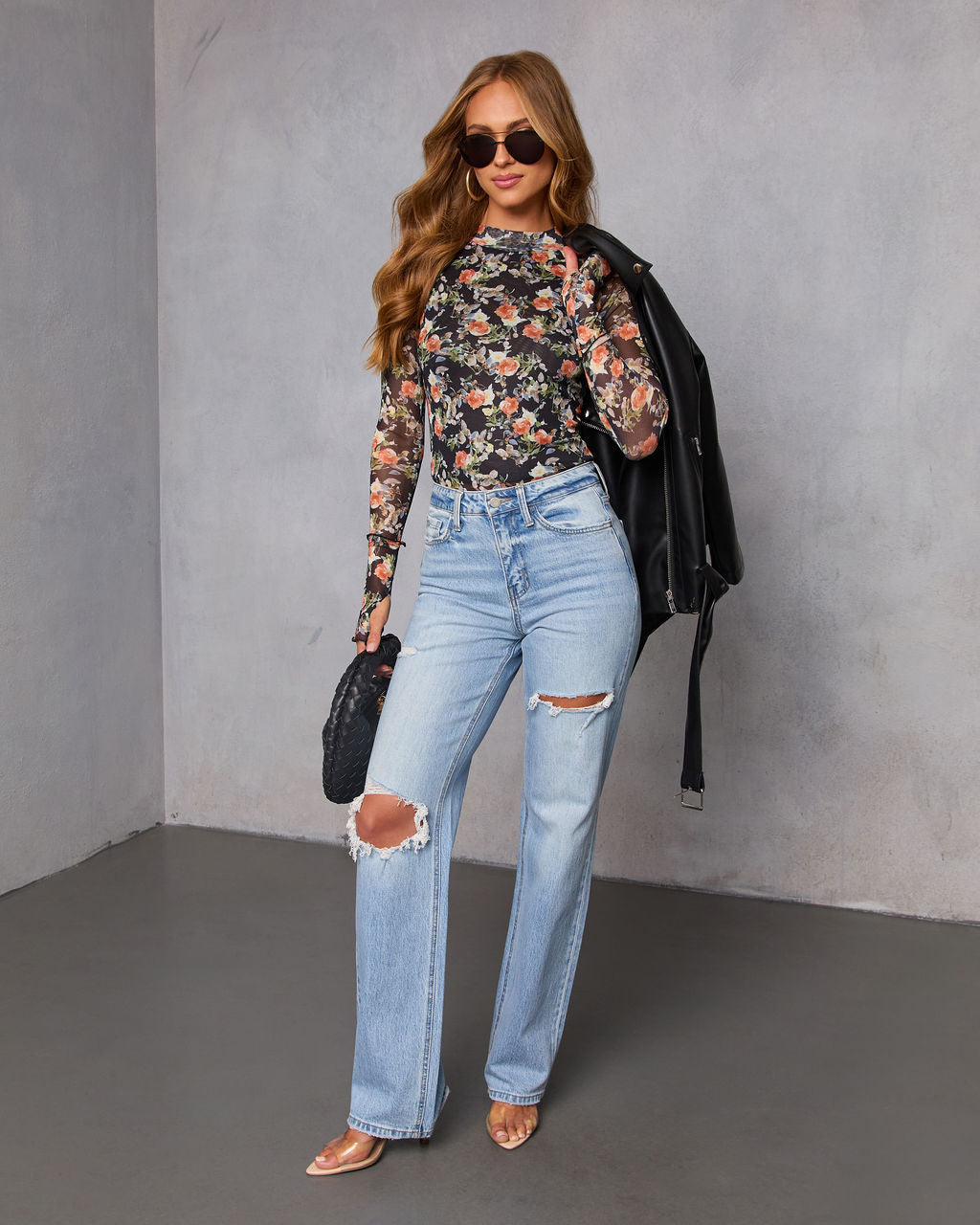 Pretty Vandal Mesh Mock Neck Top