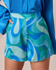 Terrace Time Abstract Print Shorts