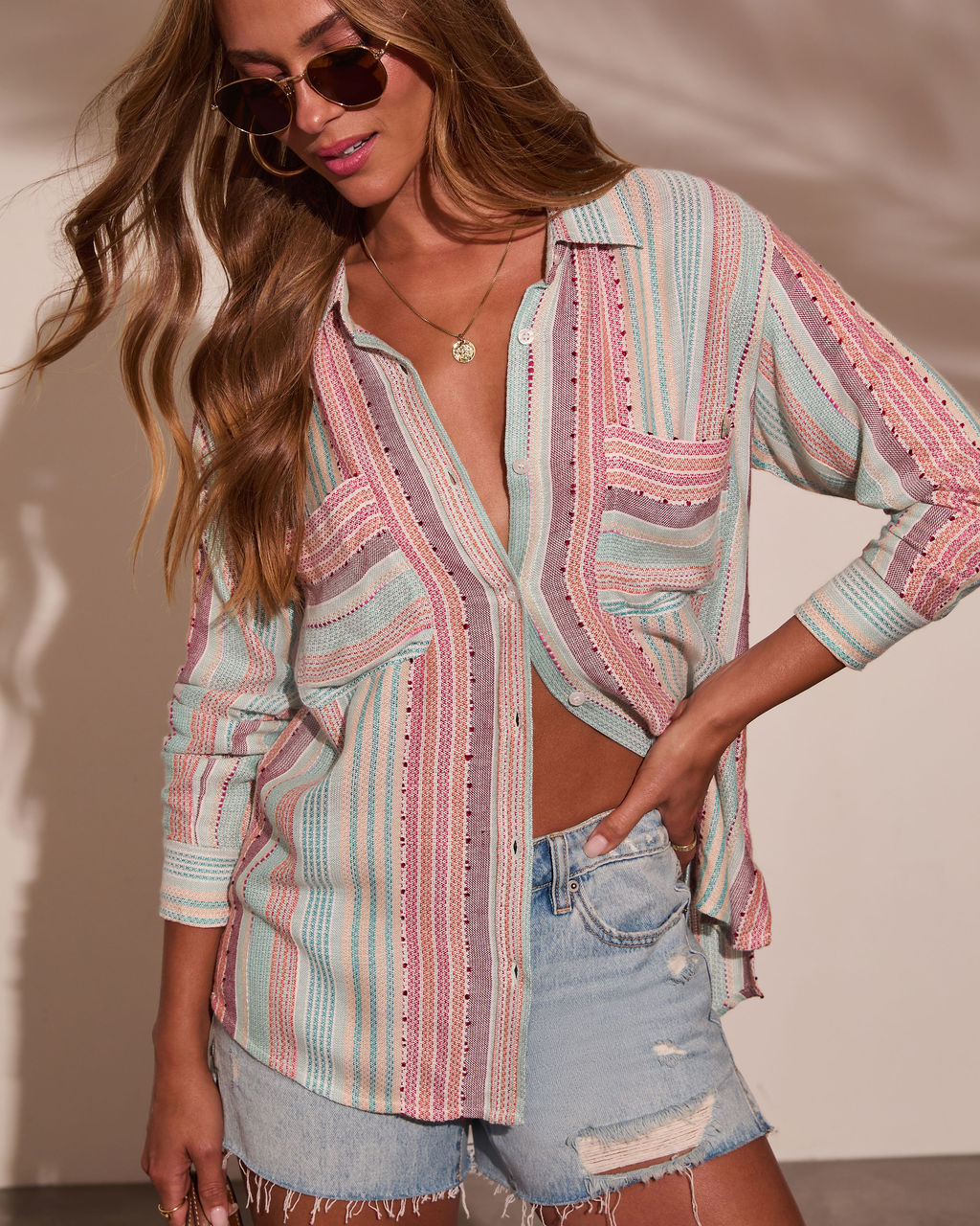 Larson Striped Button Down Top
