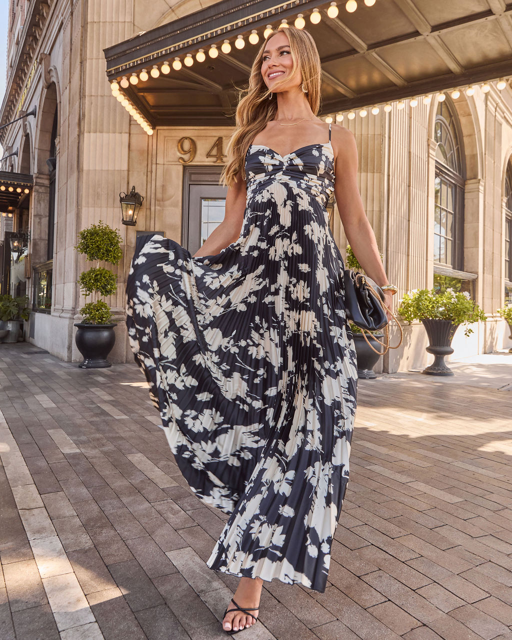 Soraya Printed And Pleated Maxi Dress