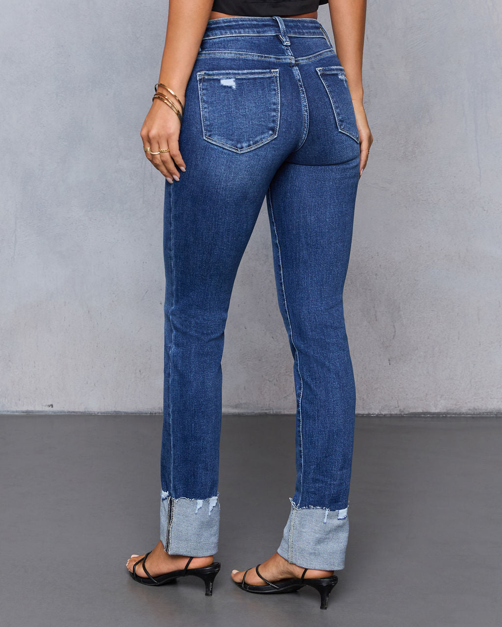 Aldah Super Stretch Cuffed Mid Rise Jeans