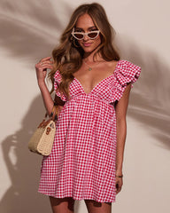 Daniela Gingham Babydoll Mini Dress