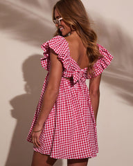 Daniela Gingham Babydoll Mini Dress