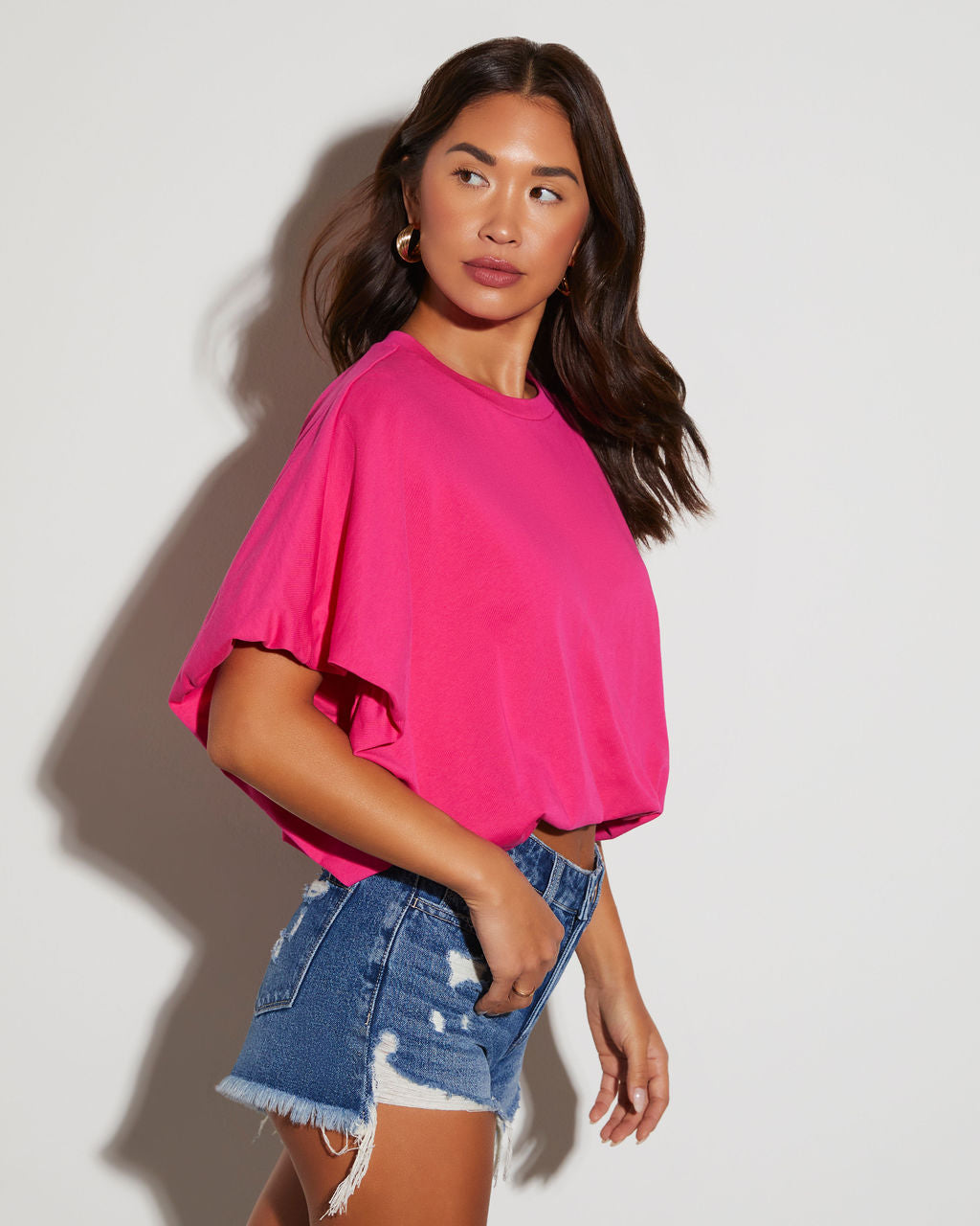 Kaylee Bubble Hem Cotton Crop Top