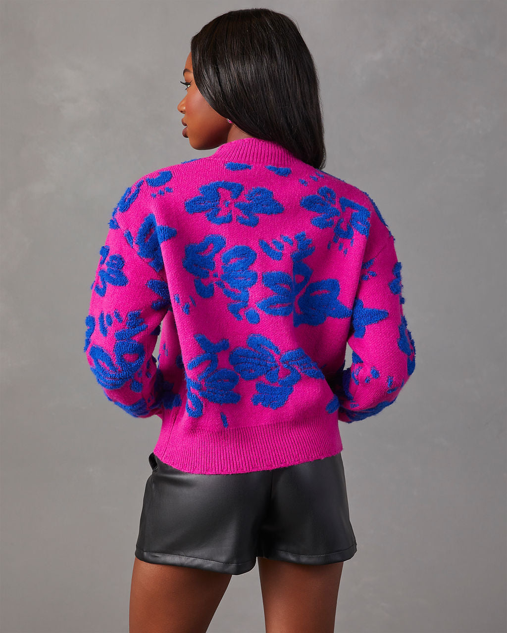 Chilly Days Textured Floral Sweater