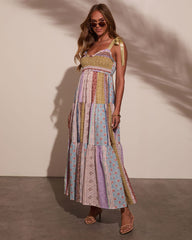 Sweet Spring Patchwork Maxi Dress