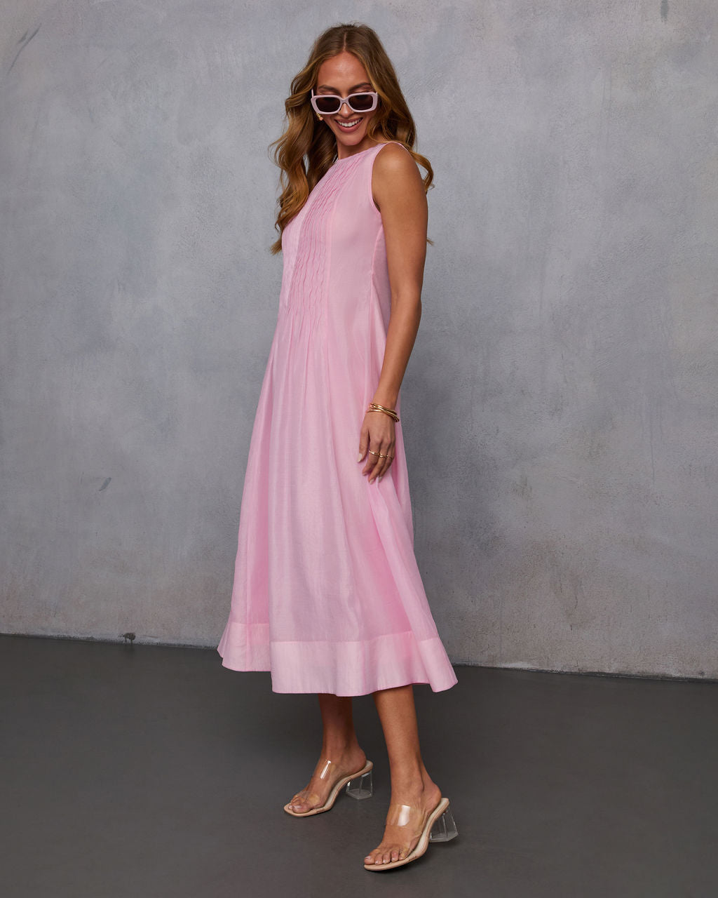 Shes Timeless Pintuck Organza Midi Dress