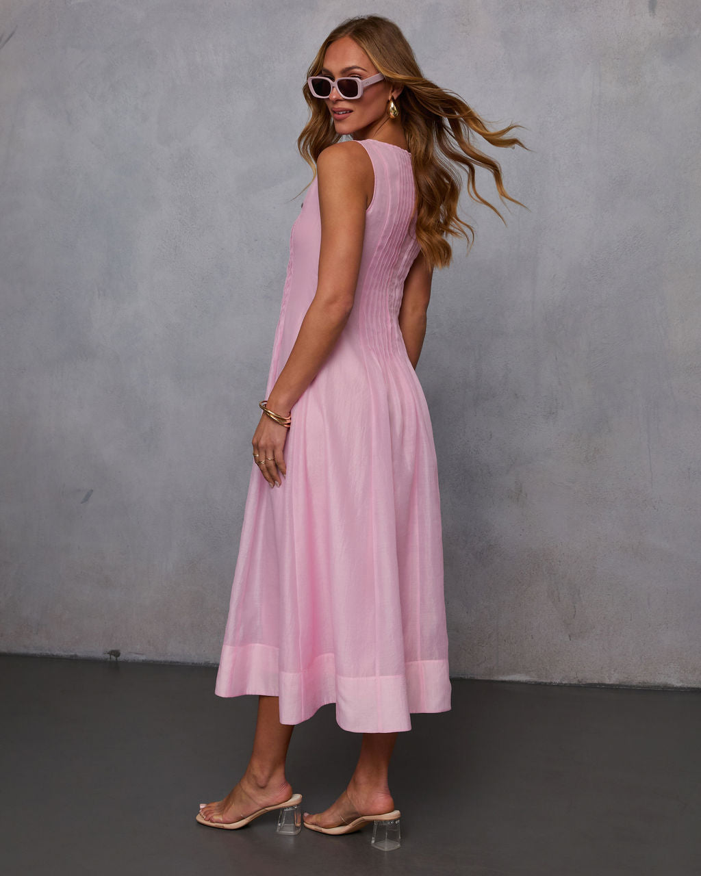 Shes Timeless Pintuck Organza Midi Dress