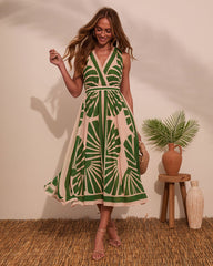 Palm Paradise Printed Midi Dress