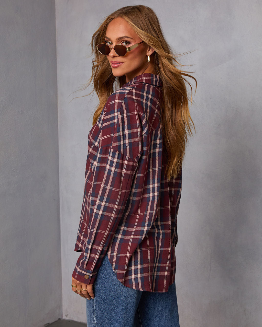 English Ivy Plaid Button Down Top
