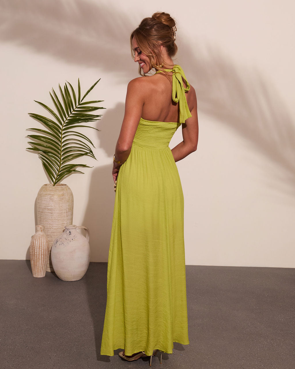Elmhurst Ruched Halter Maxi Dress