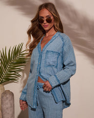 Francie Pleated Chambray Top