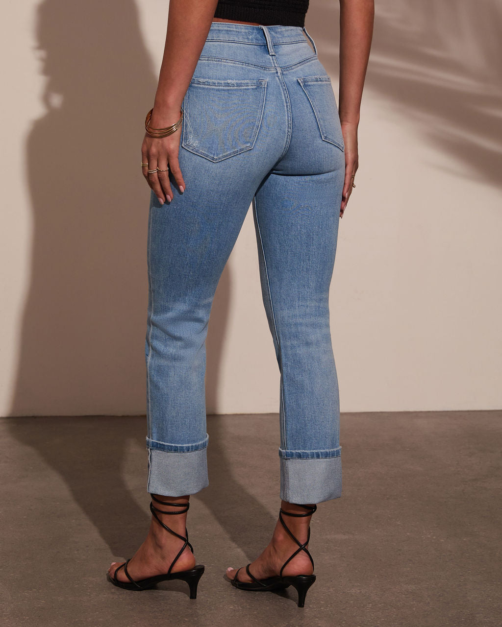 Julieanne Super Stretch Straight Leg Cuff Jeans
