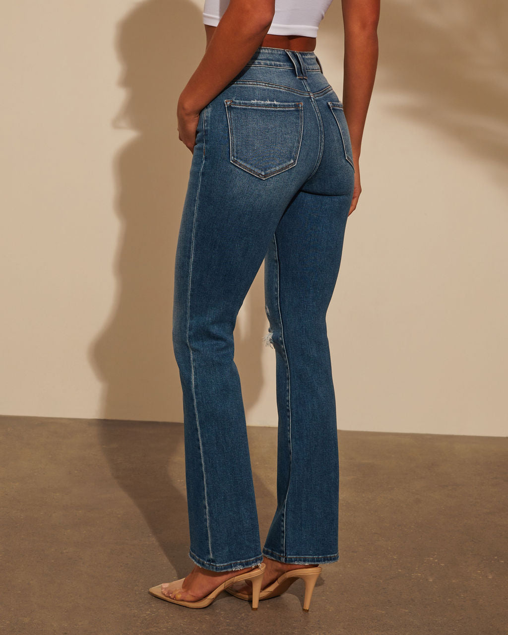 Kylee High Rise Distressed Flare Jeans