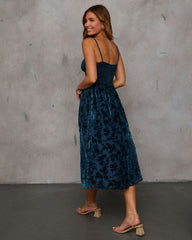 Only Yours Mesh Burnout Velvet Midi Dress