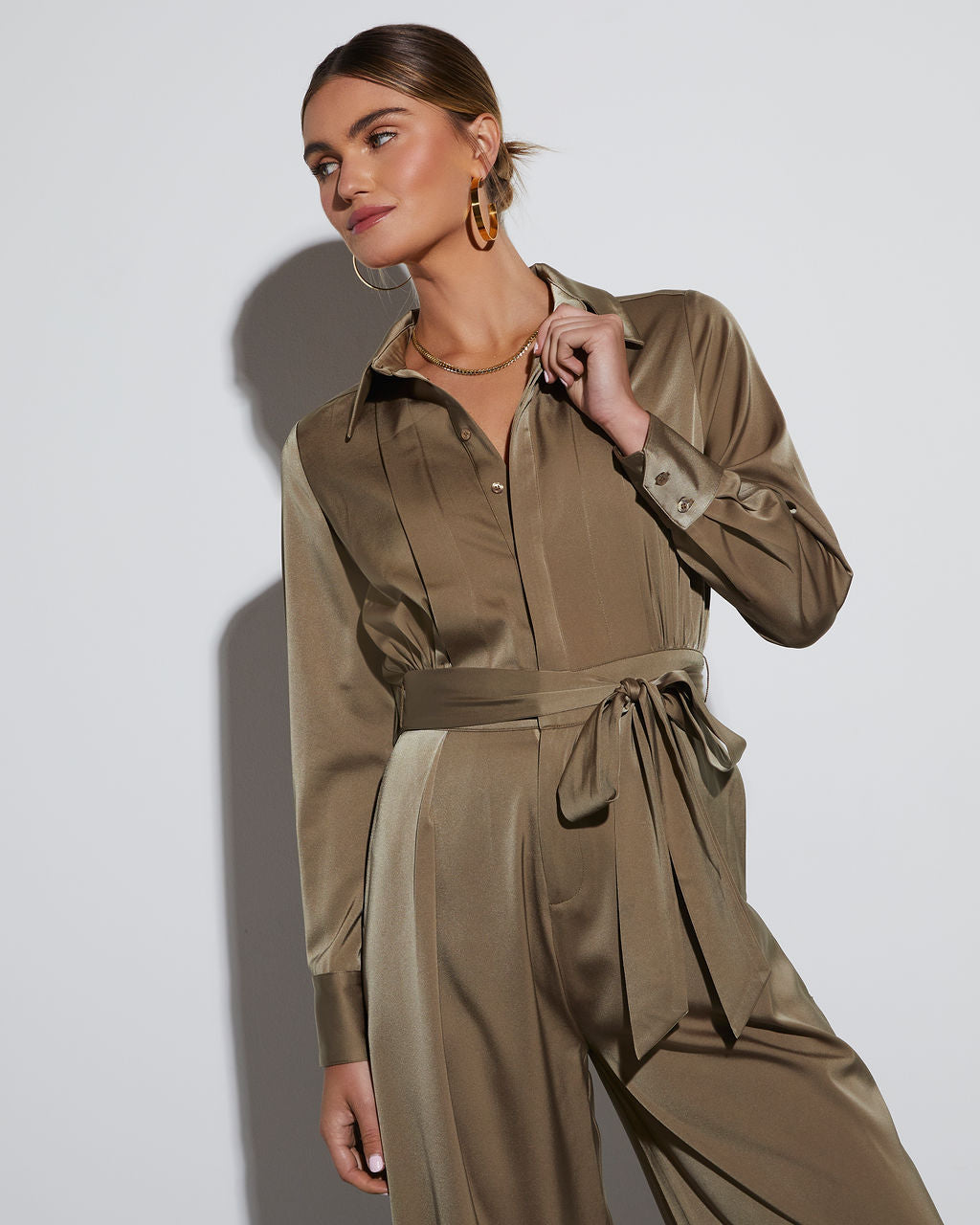 Pull It Together Satin Pocketed Jumpsuit