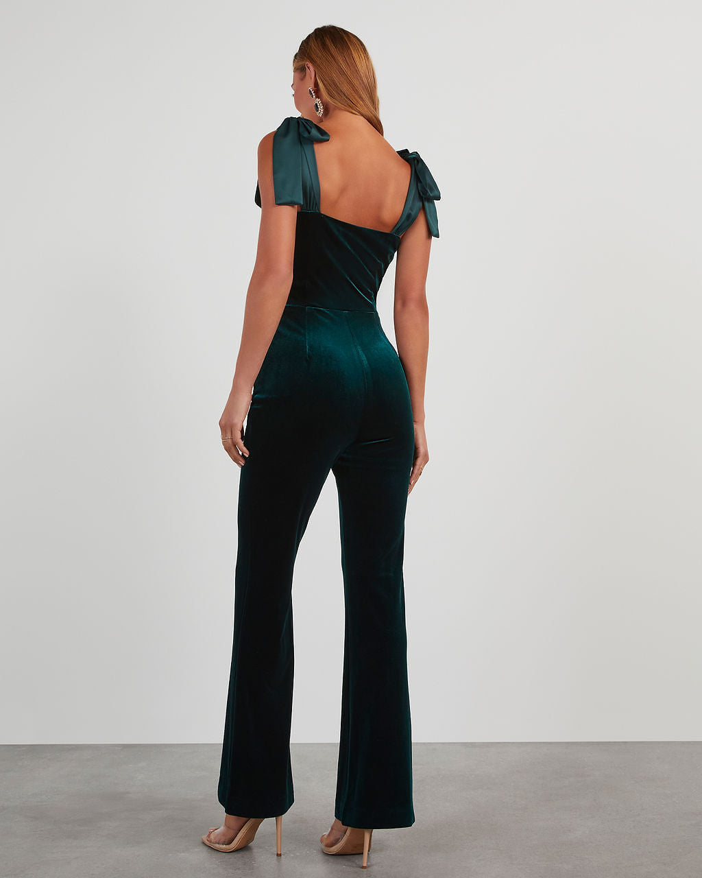 Logan Velvet Shoulder Tie Jumpsuit