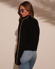 Anita Contrast Stitch Mock Neck Sweater
