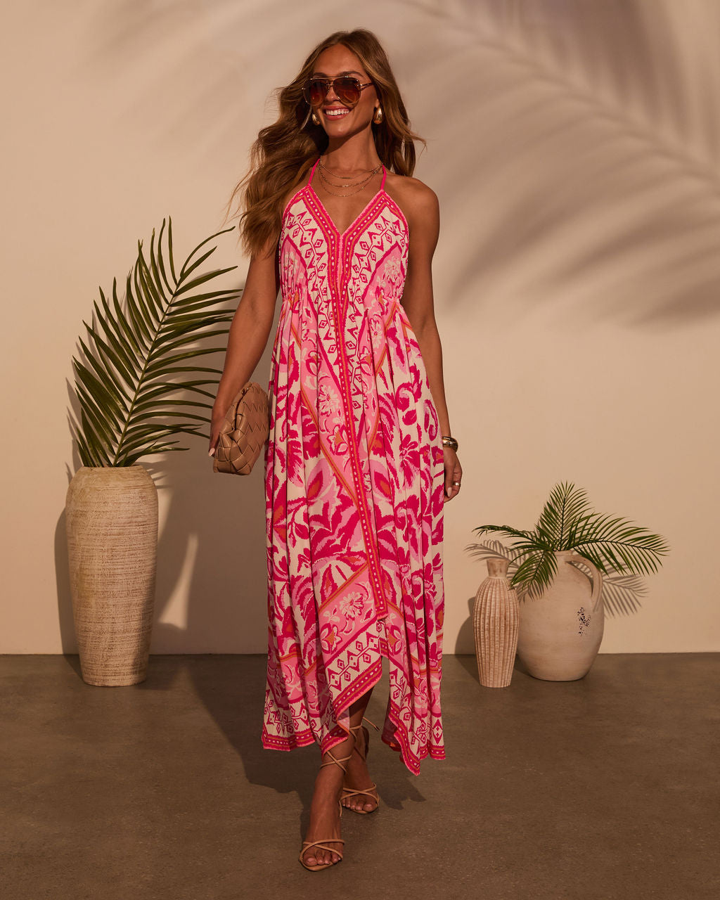 Vineyard Border Print Maxi Dress