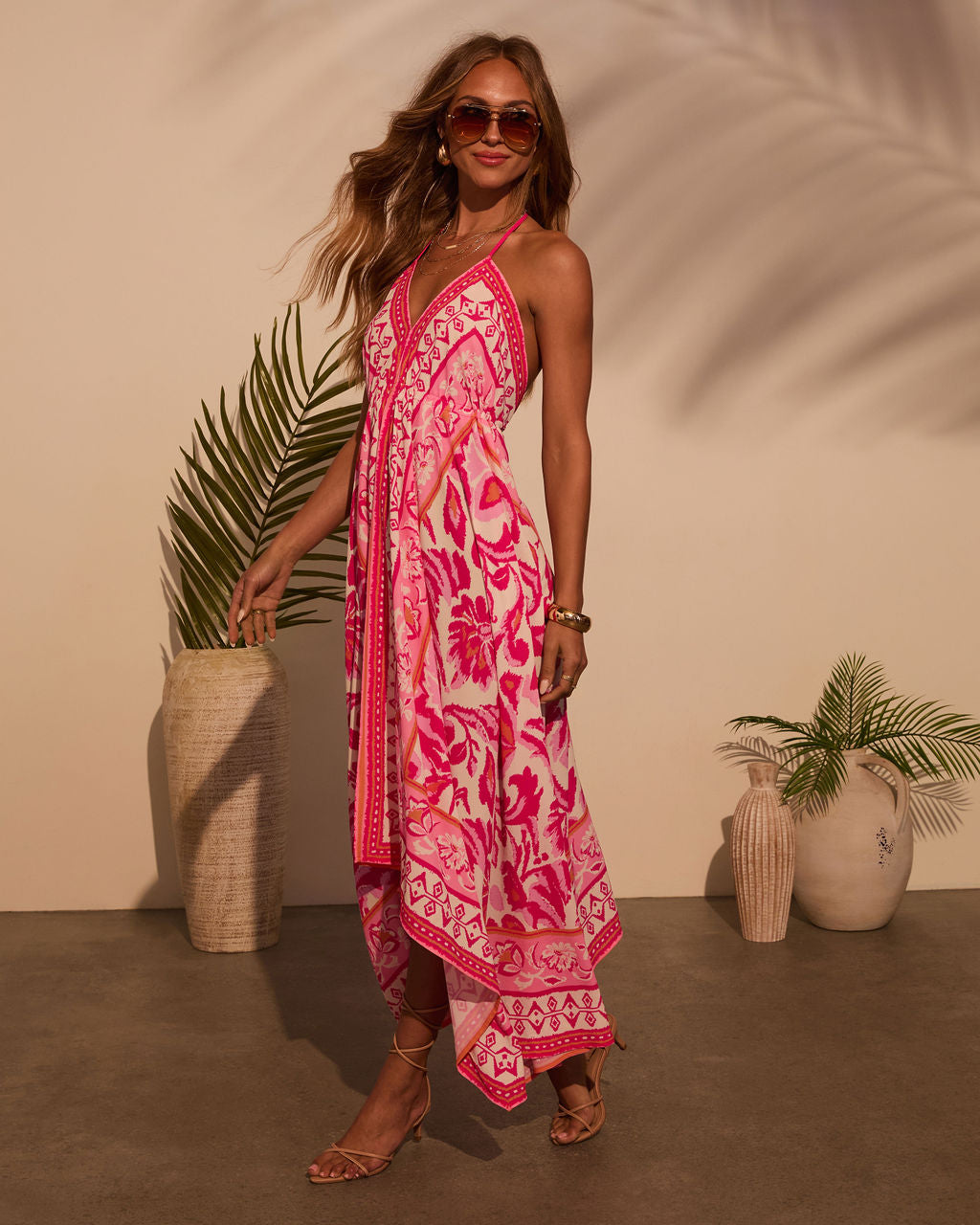 Vineyard Border Print Maxi Dress